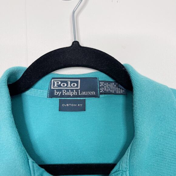 Polo Ralph Lauren Mens Medium M Custom Fit Short Sleeve Cotton Polo Teal Blue - Picture 4 of 6